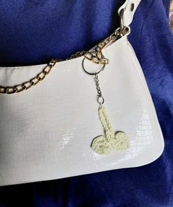 Crochet hearts bag charm and keychain