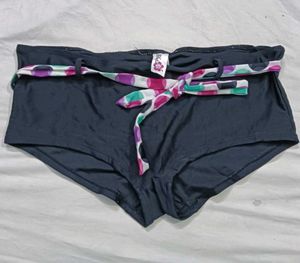 ⭐ Dark Navy Swim Bottom with Polka Dot Belt