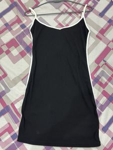 Black Sporty Dress with White Trim