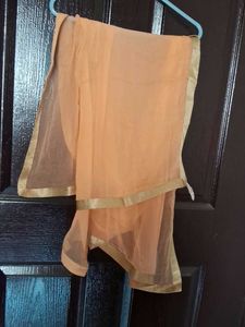 Peach Embroidered Kurta Sharara Dupatta Set