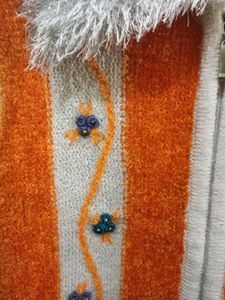Cozy Orange &amp; White Striped Knit Cardigan