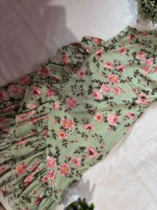 Floral Print Ruffle Midi Dress