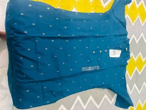 Teal Blue Embroidered Kurta