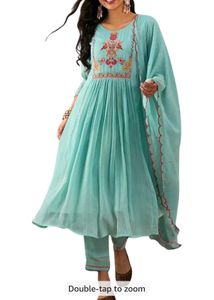 Beautiful Teal ALine Kurta Set