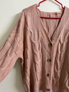 Dusty Rose Cable Knit Cardigan