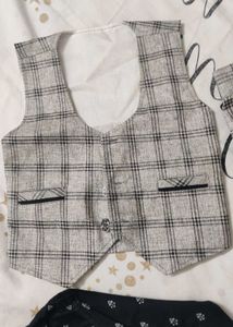 black shirt+ koti+pant 3 piece set