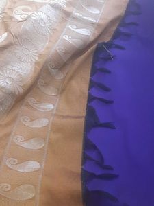 Purple(violet) Pattu &amp; Gold Imitation Zari Saree