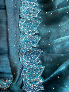 Brand New Elegant Teal jimmy choo Saree UNUSED