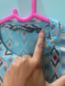 Light Blue Geometric Print Kurta