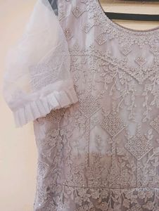 Elegant Grey Embroidered Gown