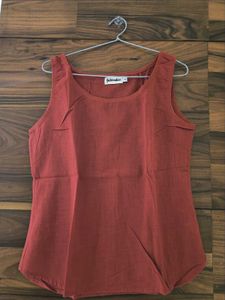 Rust Sleeveless Cotton Top