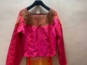 Orange &amp; Gold Lehenga Choli Set