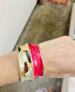 Chic Gold &amp; Pink Statement Cuff Bracelet