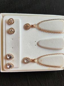 Elegant Rose Gold Necklace &amp; Earring Set combo of