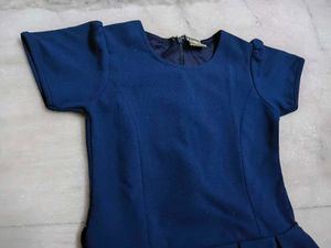 Elegant Navy Blue Peplum Dress