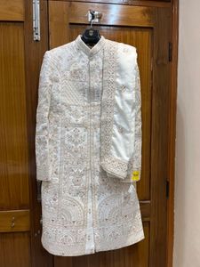Manyavar Sherwani Set with Mala Safa (Pagdi) and D