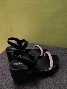 Elle Black Platform Wedge Sandals