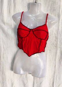 5629. Red Corset Style Cropped Top