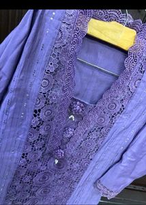 Elegant Purple Lace Kurta