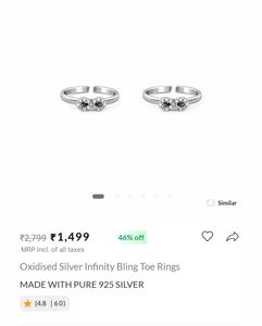 Oxidised Silver Infinity Toe Rings