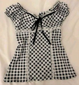 y2k conquete Black & White Gingham Top