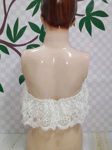 (400)White Lace Strapless Top