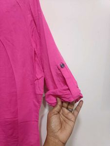 Chic Pink Embroidered Button-Down Shirt