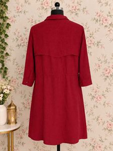 Chic Red Button-Down Shirt Dress