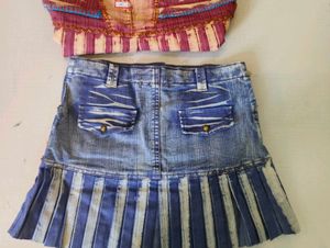Vintage Y2K Pleated Drop-Waist Mini Skirt