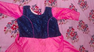 Rose And Navy Blue Frock