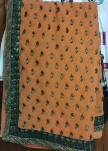 Sandalwood Orange Saree with Embellished Border