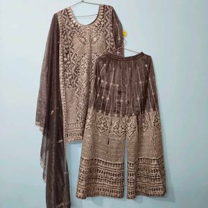 eid special Elegant Embroidered Kurta Palazzo Set