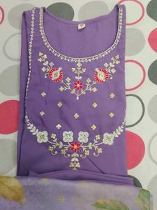 Elegant Lavender Kurti with Intricate Embroidery