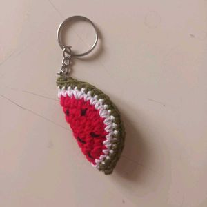 Crocheted Watermelon Slice Keychains