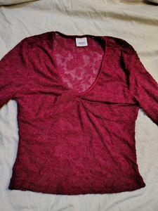savana Burgundy Lace V-Neck Top