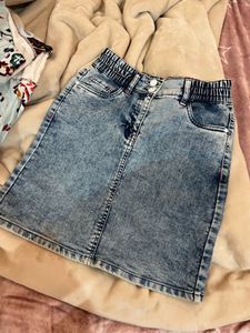 Acid Wash Denim Skirt