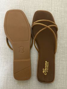 Brand New Elegant Embellished Brown Flat Sandals
