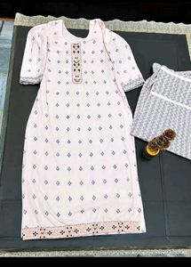 Light Pink Printed Kurta Set