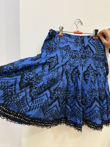 Bohemian Blue Embroidered Mini Skirt