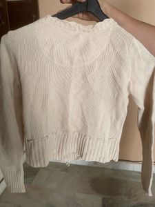 Girls' beige flower cardigan