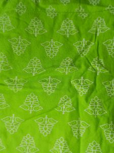 Lime Green Printed Sleeveless Kurta