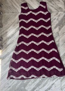 Elegant Plum Kurta with White Embroidery