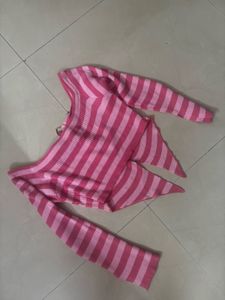 Pink Striped Cropped Top