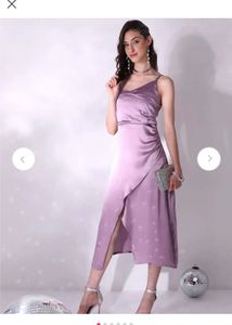 Elegant Lilac Satin Midi Dress