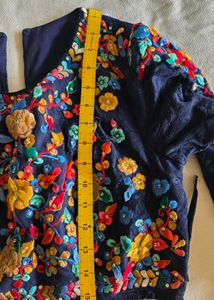 Embroidered Navy Blue Blouse