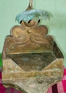 Antique Vintage Brass Peacock Singhasan Showpiece