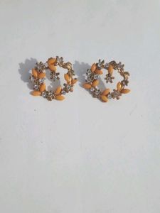 Floral Design Earrings with Stones