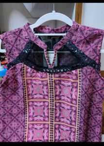 Stylish Pink Geometric Print Sleeveless Top