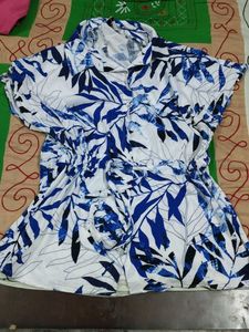 Blue Floral Print Shirt