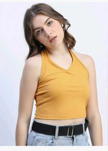 Ribbed Halter Neck Crop Top